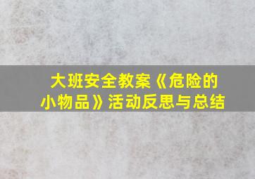 大班安全教案《危险的小物品》活动反思与总结