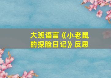 大班语言《小老鼠的探险日记》反思