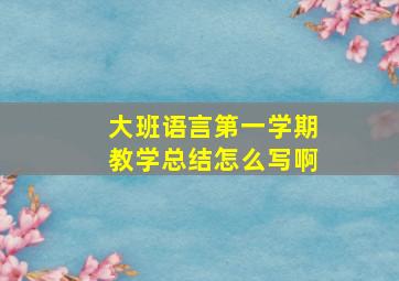 大班语言第一学期教学总结怎么写啊