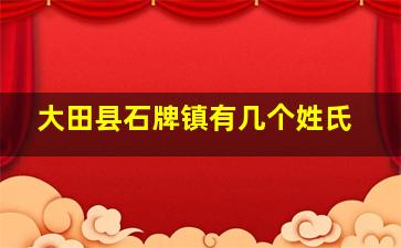 大田县石牌镇有几个姓氏