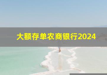 大额存单农商银行2024