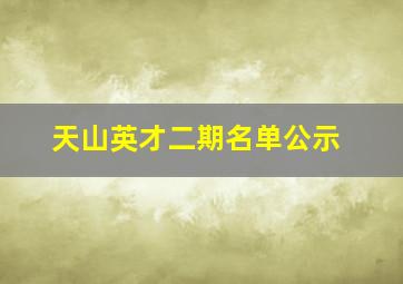 天山英才二期名单公示