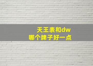 天王表和dw哪个牌子好一点