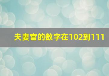 夫妻宫的数字在102到111