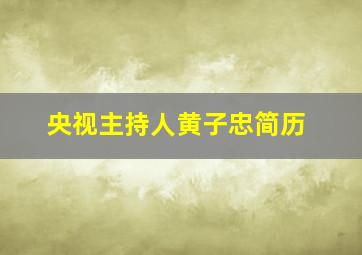 央视主持人黄子忠简历