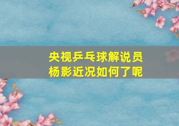 央视乒乓球解说员杨影近况如何了呢