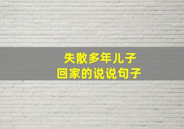 失散多年儿子回家的说说句子