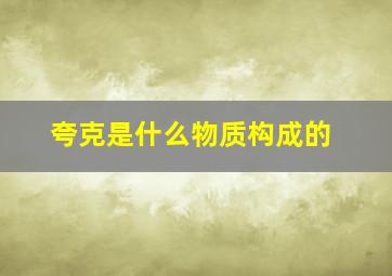 夸克是什么物质构成的