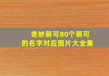 奇妙萌可80个萌可的名字对应图片大全集