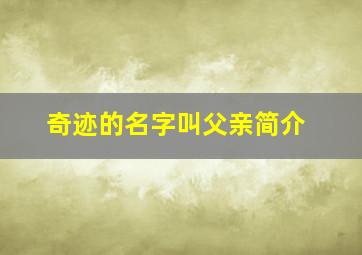 奇迹的名字叫父亲简介