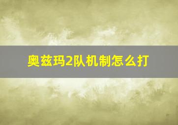 奥兹玛2队机制怎么打