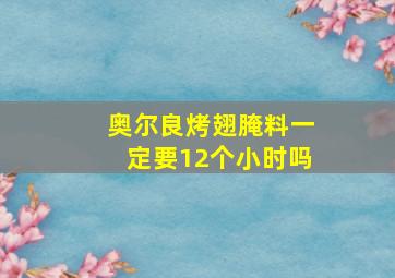 奥尔良烤翅腌料一定要12个小时吗