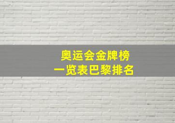 奥运会金牌榜一览表巴黎排名