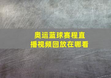 奥运蓝球赛程直播视频回放在哪看