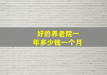 好的养老院一年多少钱一个月