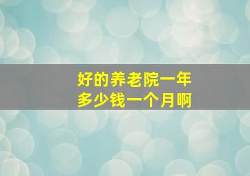 好的养老院一年多少钱一个月啊