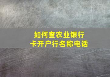 如何查农业银行卡开户行名称电话