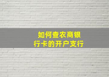 如何查农商银行卡的开户支行