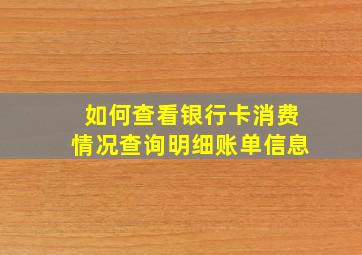 如何查看银行卡消费情况查询明细账单信息