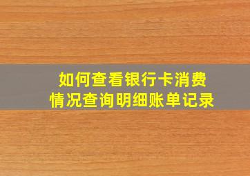 如何查看银行卡消费情况查询明细账单记录