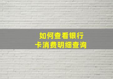 如何查看银行卡消费明细查询