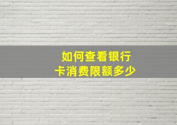 如何查看银行卡消费限额多少