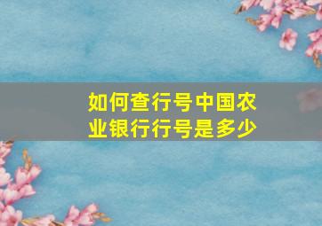 如何查行号中国农业银行行号是多少