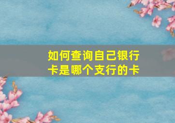 如何查询自己银行卡是哪个支行的卡