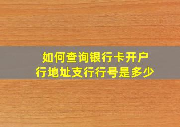 如何查询银行卡开户行地址支行行号是多少