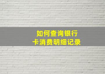 如何查询银行卡消费明细记录