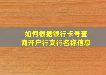 如何根据银行卡号查询开户行支行名称信息