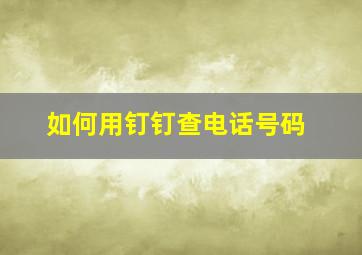 如何用钉钉查电话号码