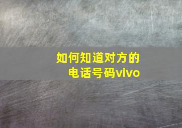 如何知道对方的电话号码vivo