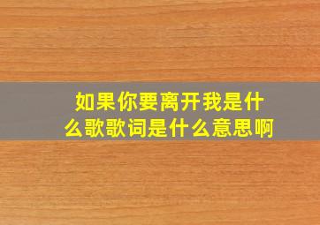 如果你要离开我是什么歌歌词是什么意思啊