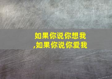 如果你说你想我,如果你说你爱我