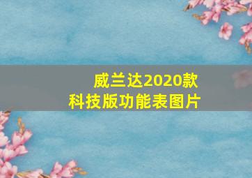 威兰达2020款科技版功能表图片