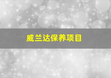 威兰达保养项目