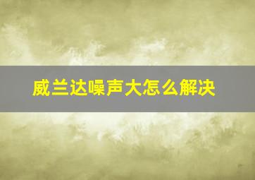 威兰达噪声大怎么解决