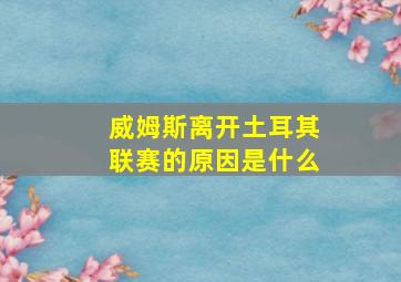 威姆斯离开土耳其联赛的原因是什么