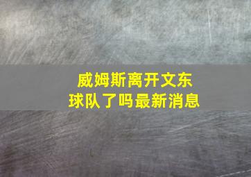 威姆斯离开文东球队了吗最新消息