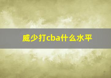 威少打cba什么水平