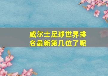 威尔士足球世界排名最新第几位了呢