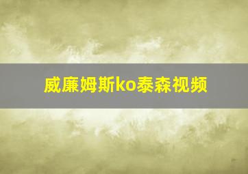 威廉姆斯ko泰森视频