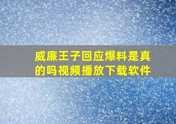 威廉王子回应爆料是真的吗视频播放下载软件