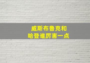 威斯布鲁克和哈登谁厉害一点