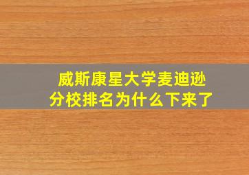 威斯康星大学麦迪逊分校排名为什么下来了