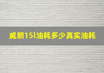 威朗15l油耗多少真实油耗