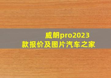 威朗pro2023款报价及图片汽车之家