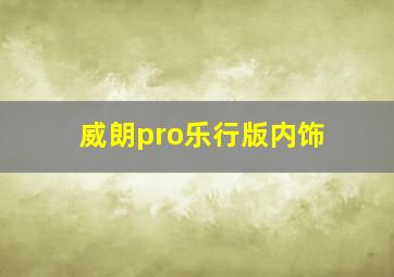 威朗pro乐行版内饰