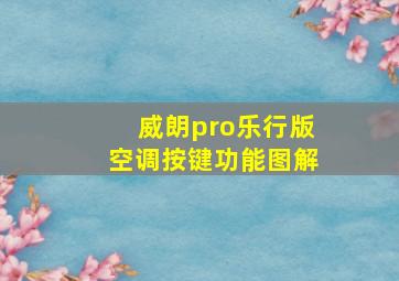 威朗pro乐行版空调按键功能图解